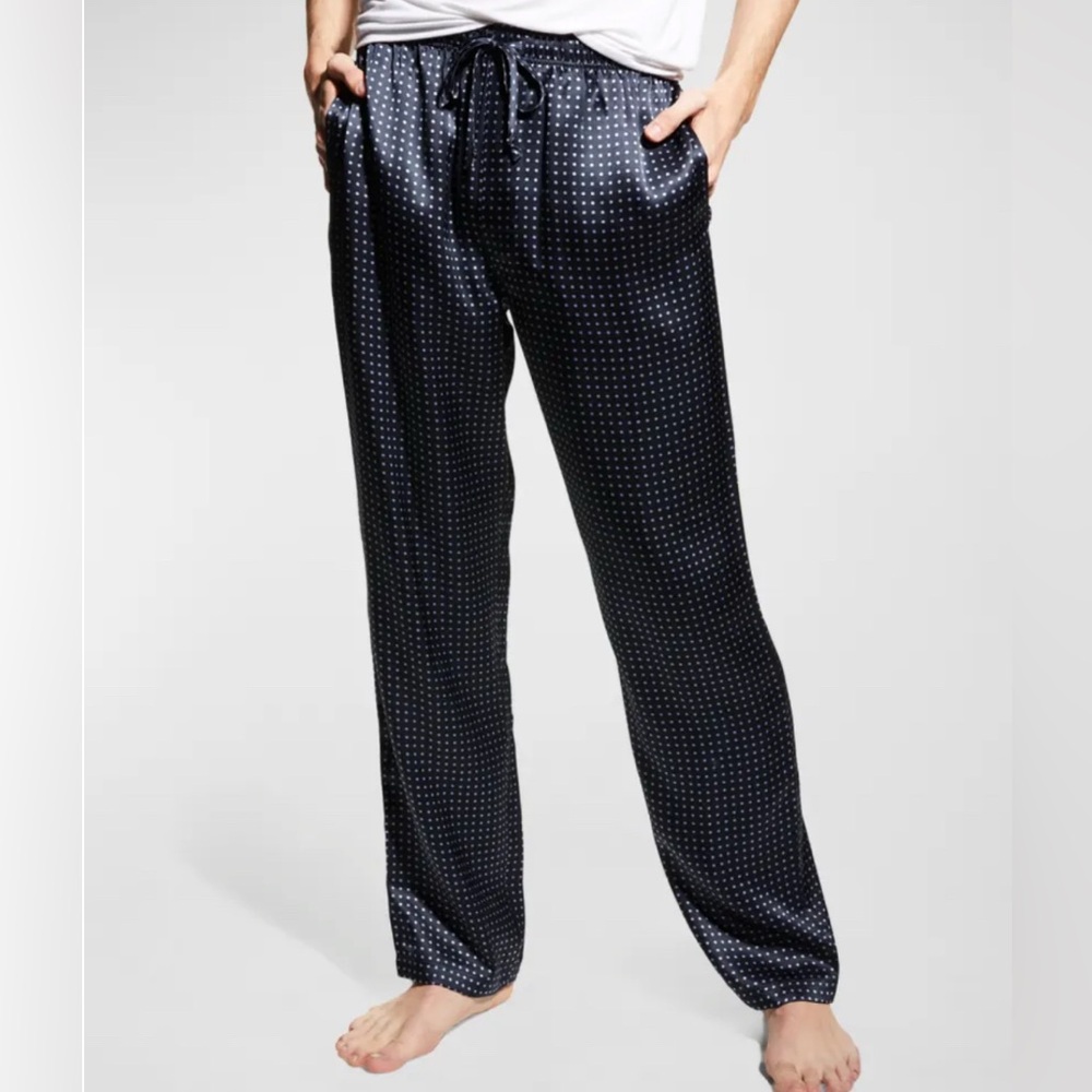 Majestic International M 100% Silk Charmeuse Pajama Pants dotted loungewear